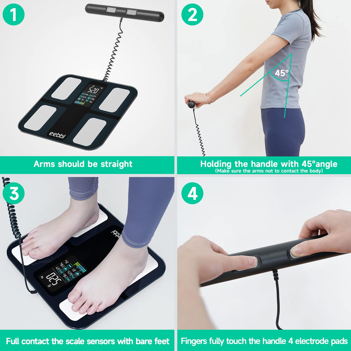 Body Fat Scale with Handheld, Bluetooth Body Composition Monitor 400 lbs D94667