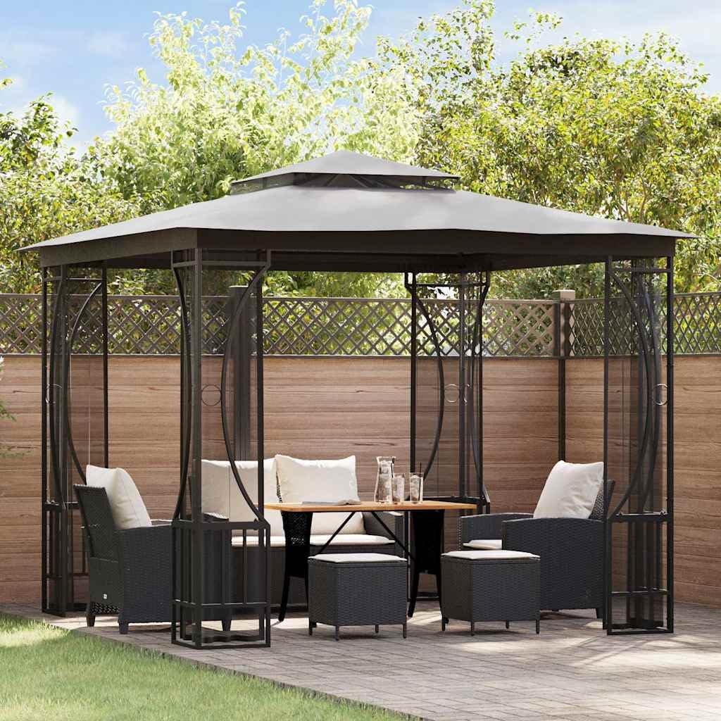 Anthracite Steel Frame 9.8'x9.8'x8.7' UV-Protective Polyester Gazebo B152309