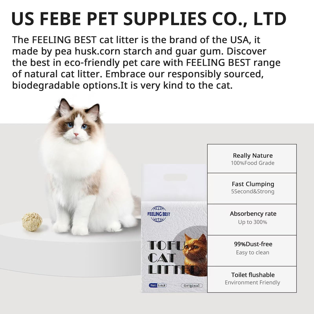 Plant-Based Flushable Tofu Cat Litter 33.6 lb K6891