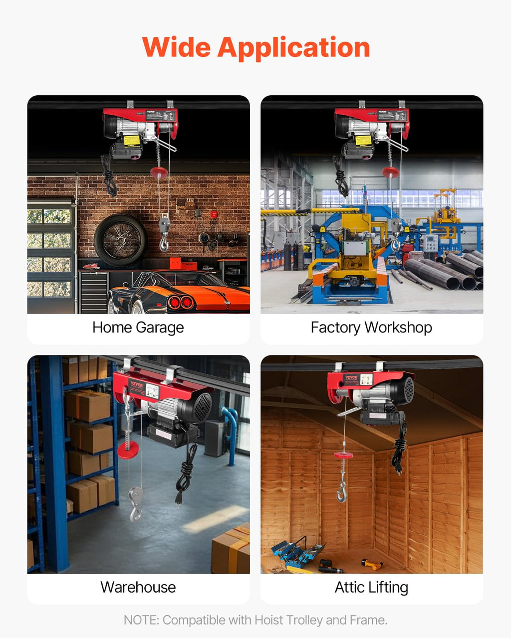 110v 440lbs Electric Hoist with Wireless Remote Control N268