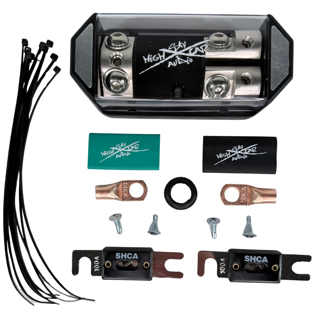 1/0 Gauge Dual Amplifier Wiring Kit with RCA Cables and Fuse Holder R8598