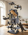 70" Cat Tree with 2 Condos and Wide Perches, Gray A758113