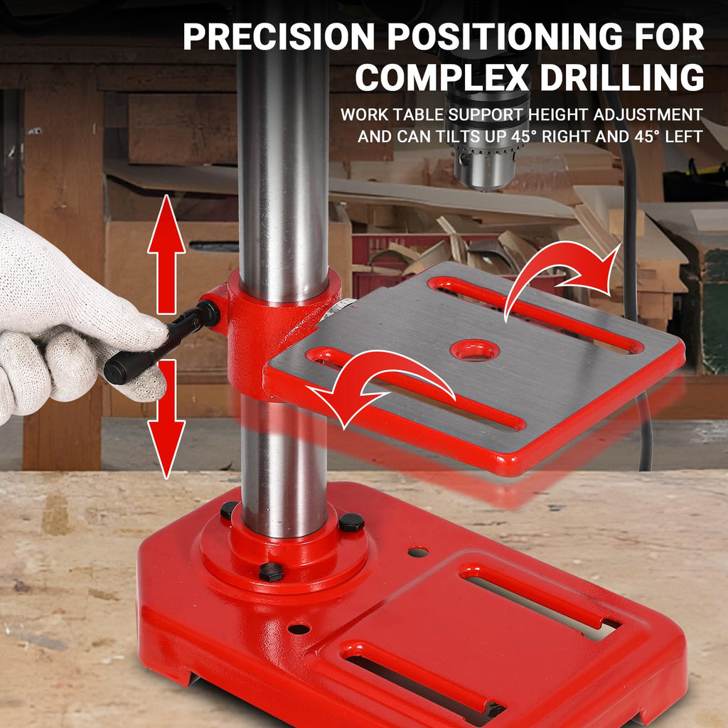 8" Benchtop Drill Press with 5 Adjustable Speeds and Tilting Worktable L51009