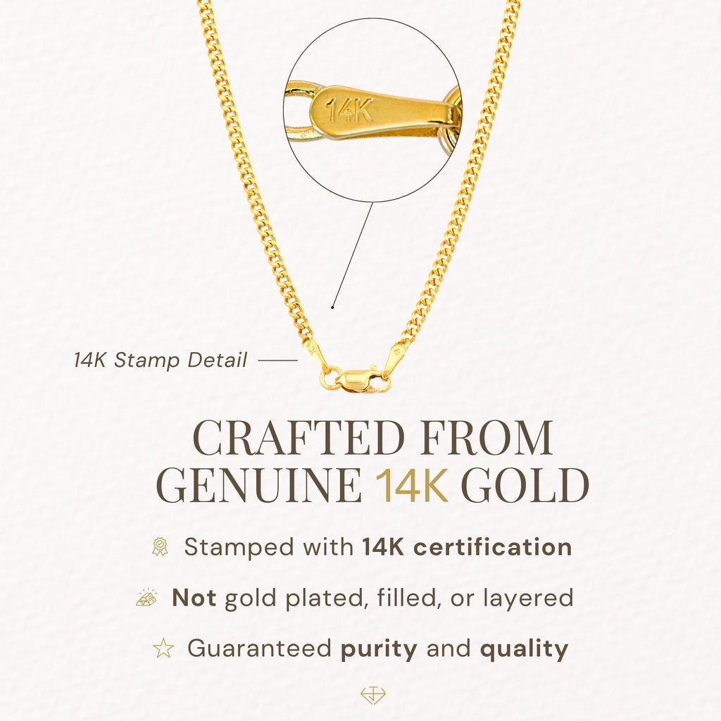 14K Gold Cuban Link Chain Necklace with Lobster Clasp R441