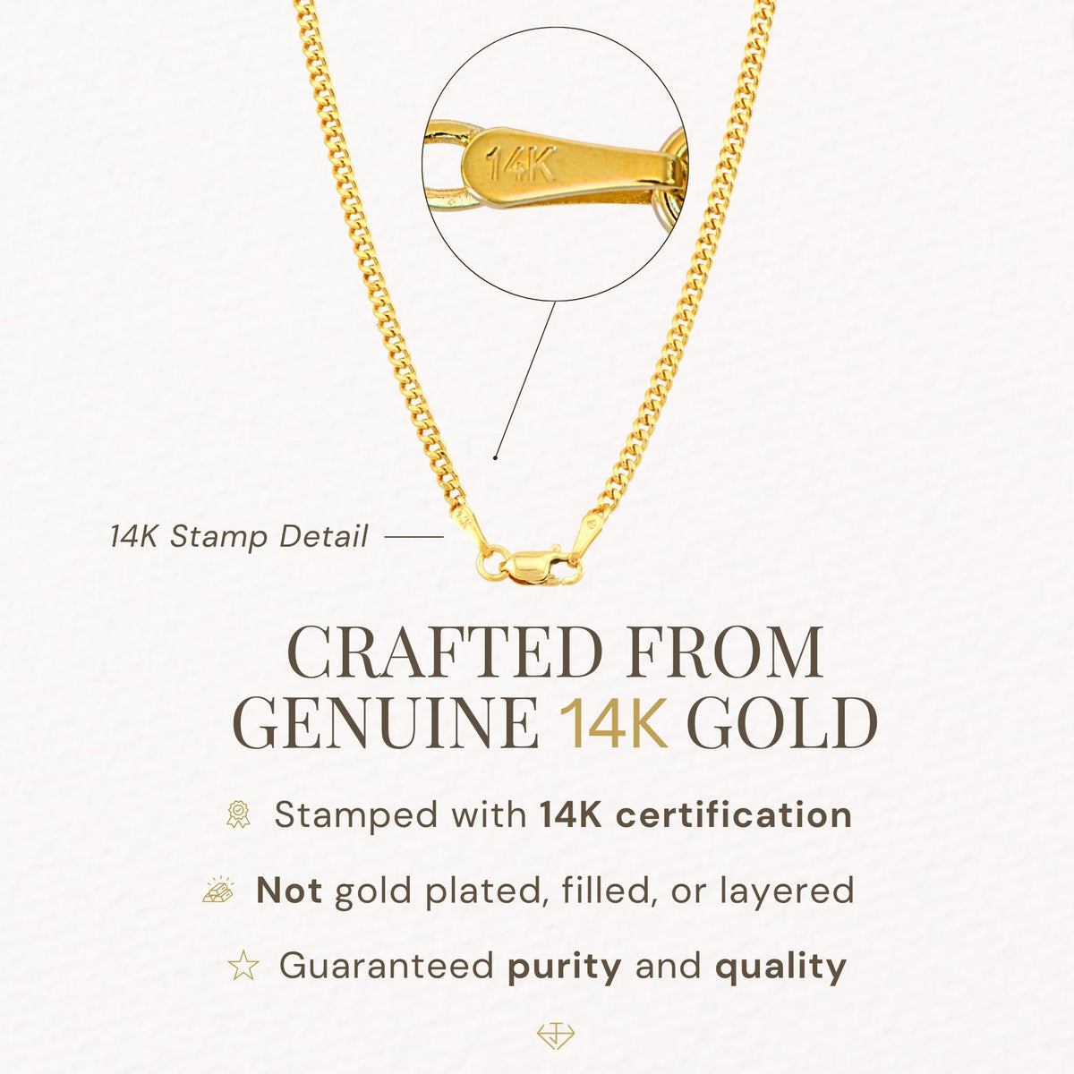14K Gold Cuban Link Chain Necklace with Lobster Clasp R441