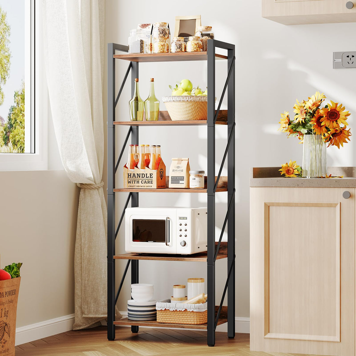 5-Tier Industrial Bookshelf with Metal Frame A87842