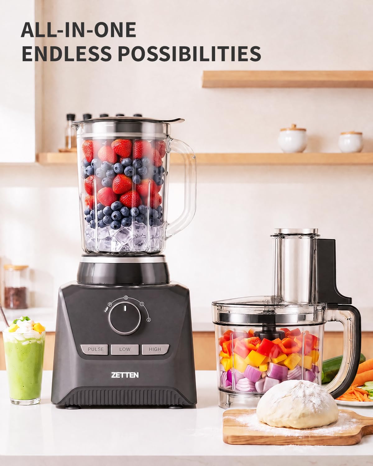 900W Black Food Processor & Blender Combo O72011