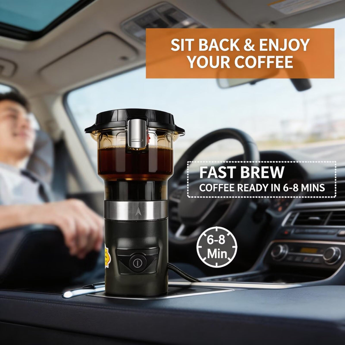 12V Portable Single Serve Car Coffee Maker with Reusable Filter S57463