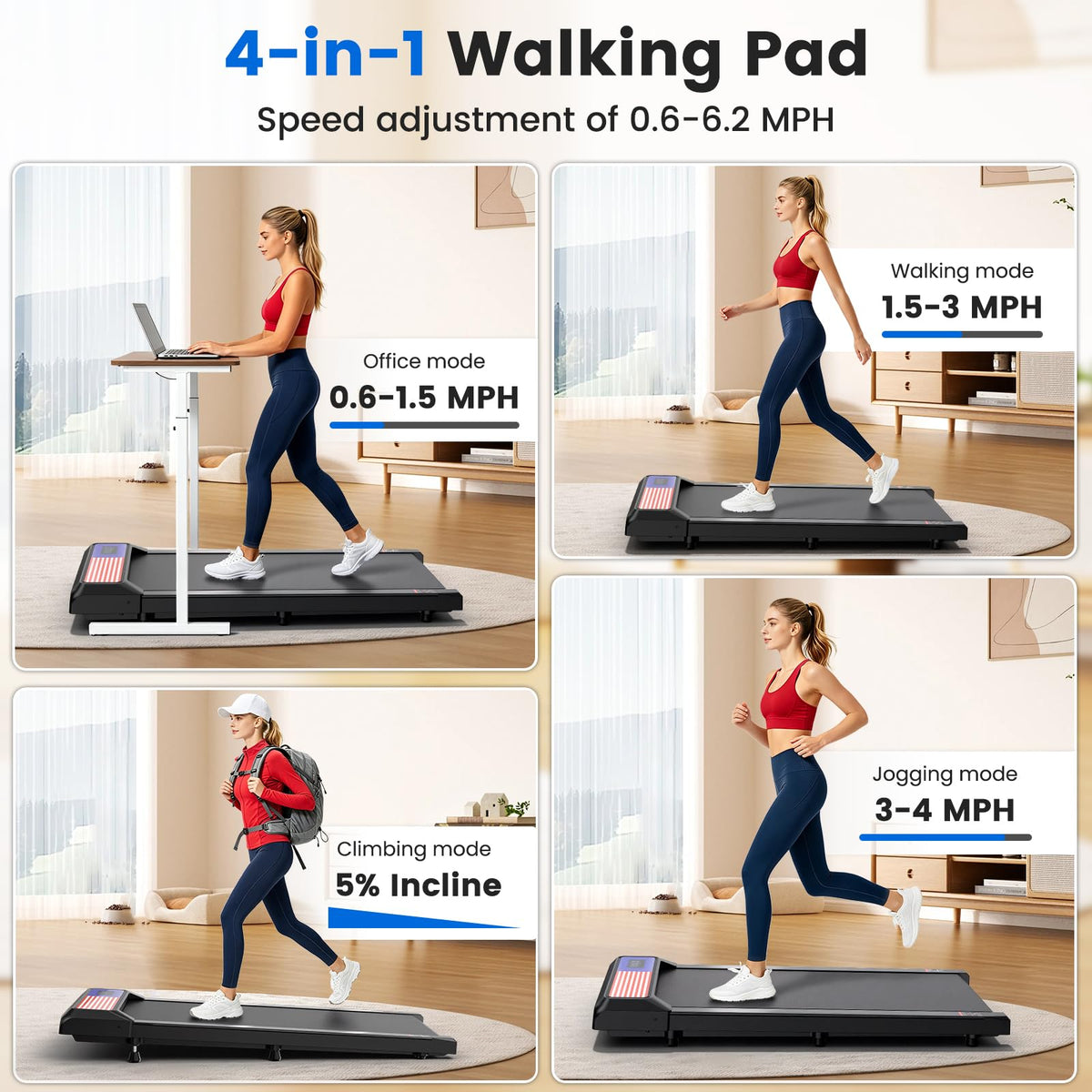 2.5HP Under Desk Treadmill with 8% Incline K1942