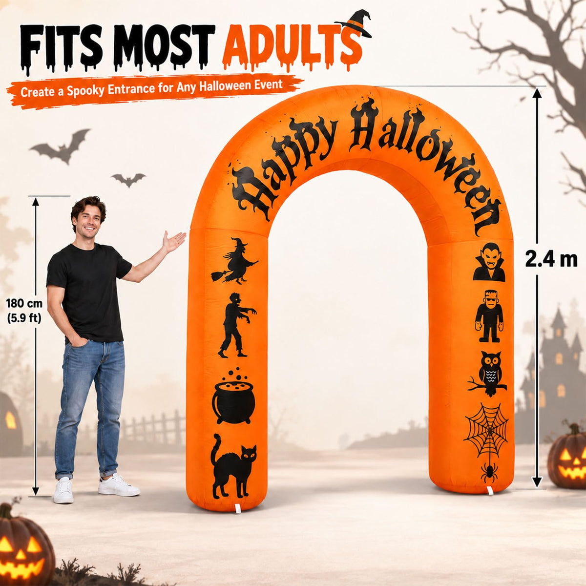 8FT Halloween Inflatable Arch with LED Lights V155099