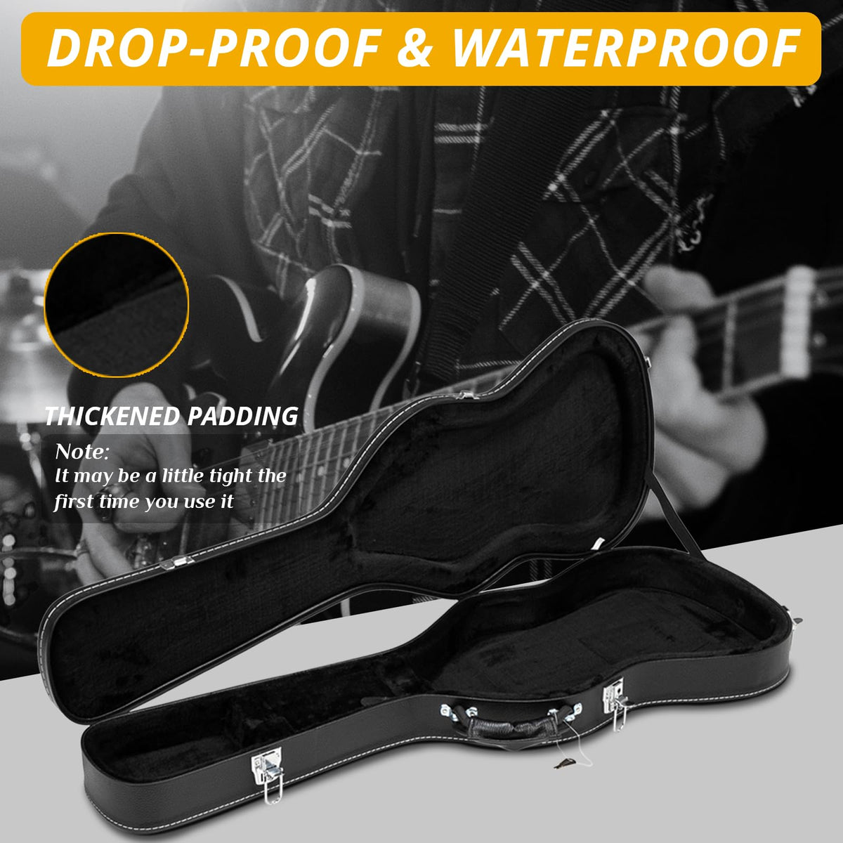 41 Inch Acoustic Guitar Hard Case with Lock Latch, Black O97440