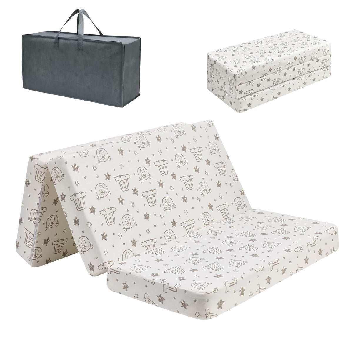 Trifold Pack and Play Mattress 38'' x 26'' x 3'' Memory Foam with Carry Bag F8728