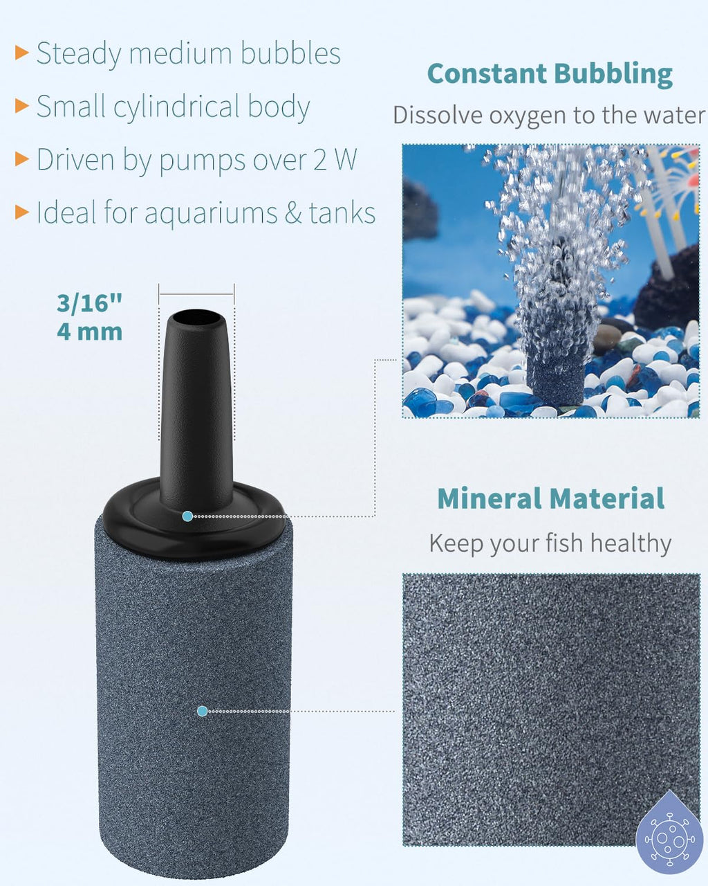 1 Inch Aquarium Air Stone 10 Pack H760505