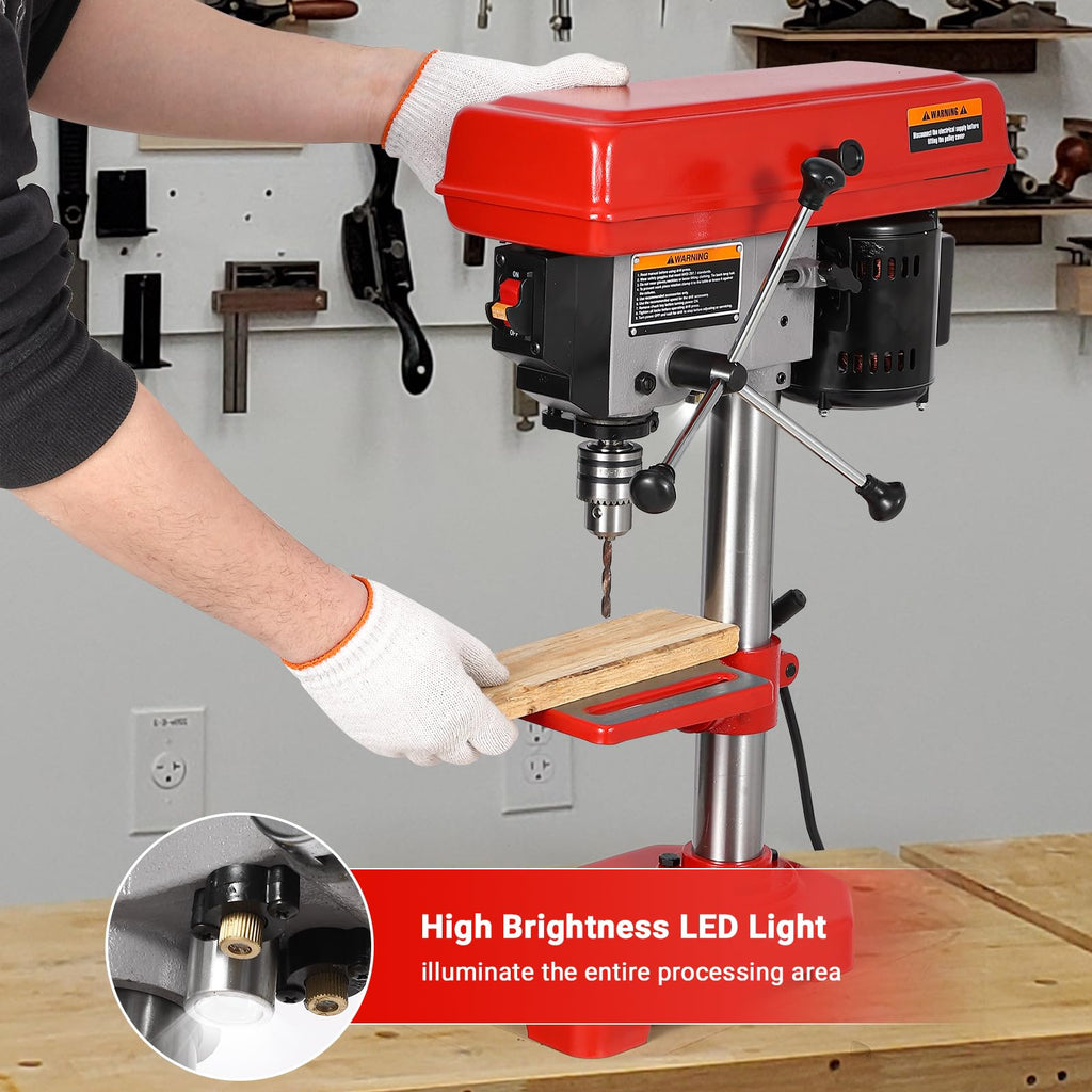 8" Benchtop Drill Press with 5 Adjustable Speeds and Tilting Worktable L51009