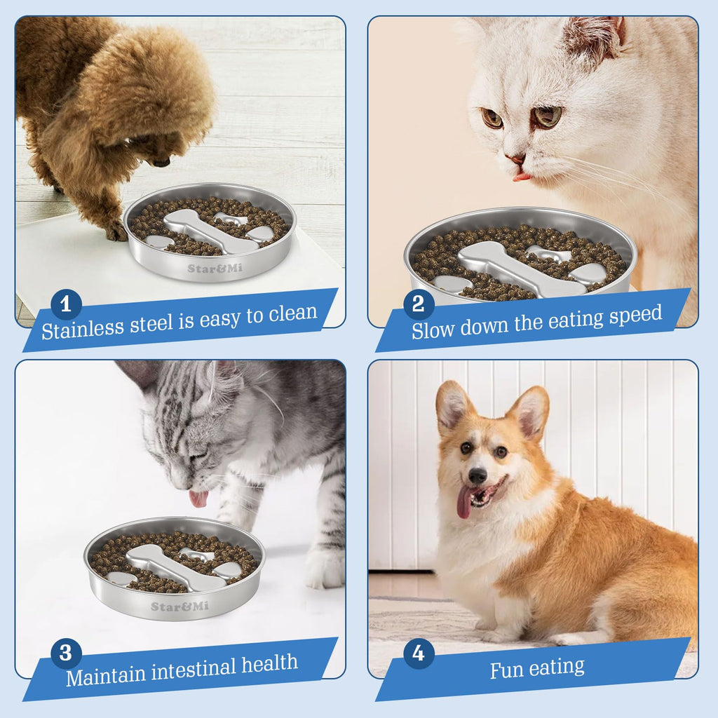Stainless Steel Non-Slip Slow Feeder Dog Bowl C140