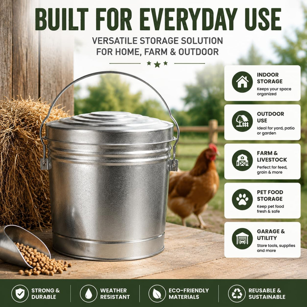 6-Gallon Galvanized Steel Storage Can with Lid X201