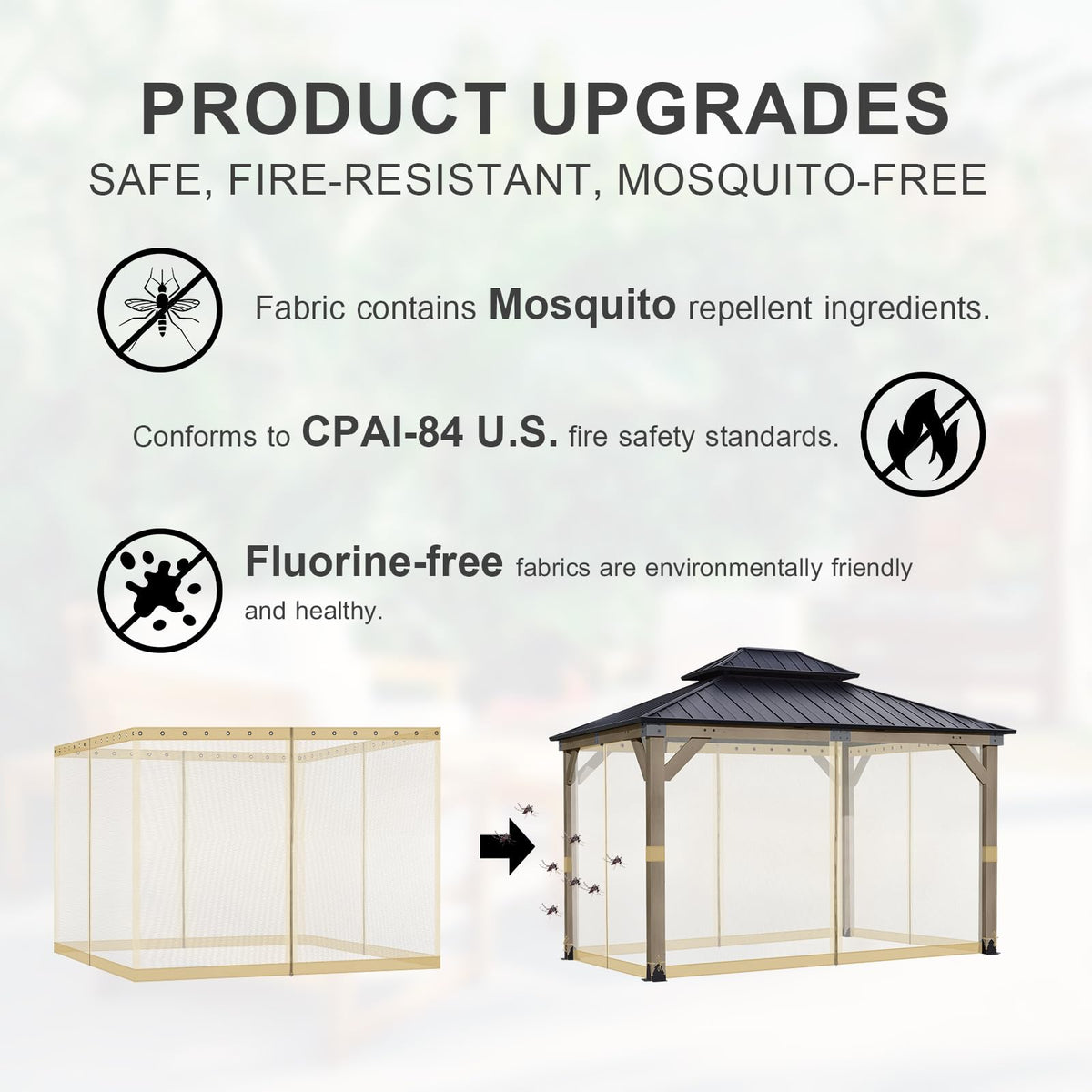 12'x14' Mosquito Netting Screen for Gazebo M87881