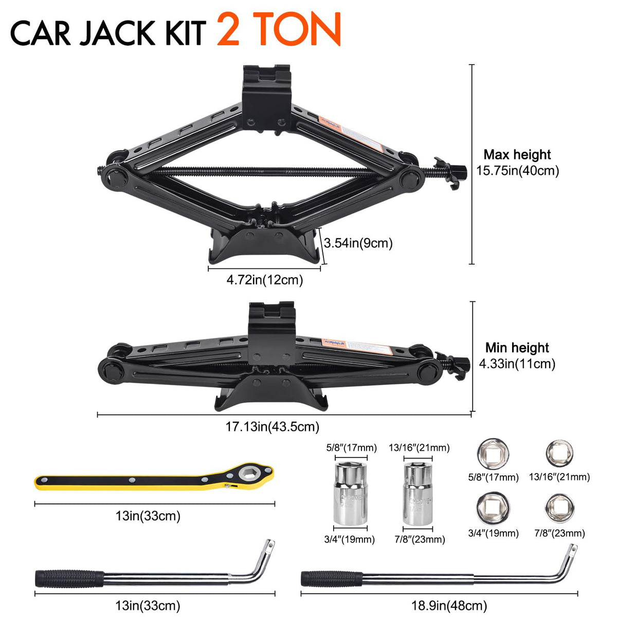 2 Ton Scissor Car Jack with Lug Wrench K173066