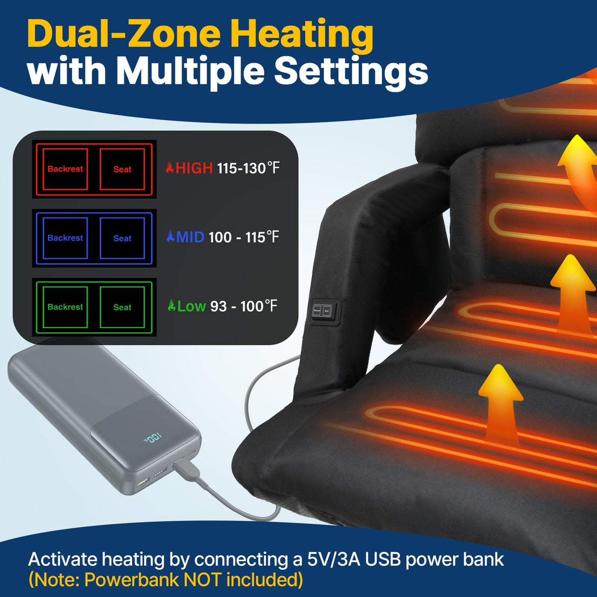 25'' Heated Stadium Seat with Back Support I4751