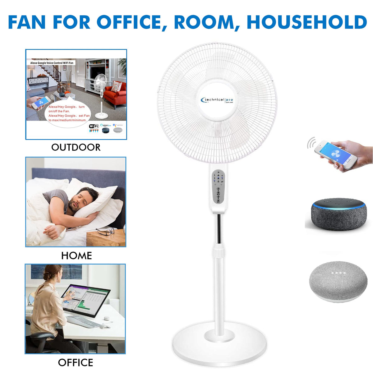 16” WIFI Enabled Oscillating Pedestal Fan G3564