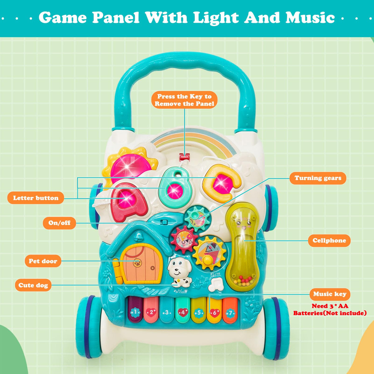 3 in 1 Baby Walker with Sounds Music Play Panel X3397