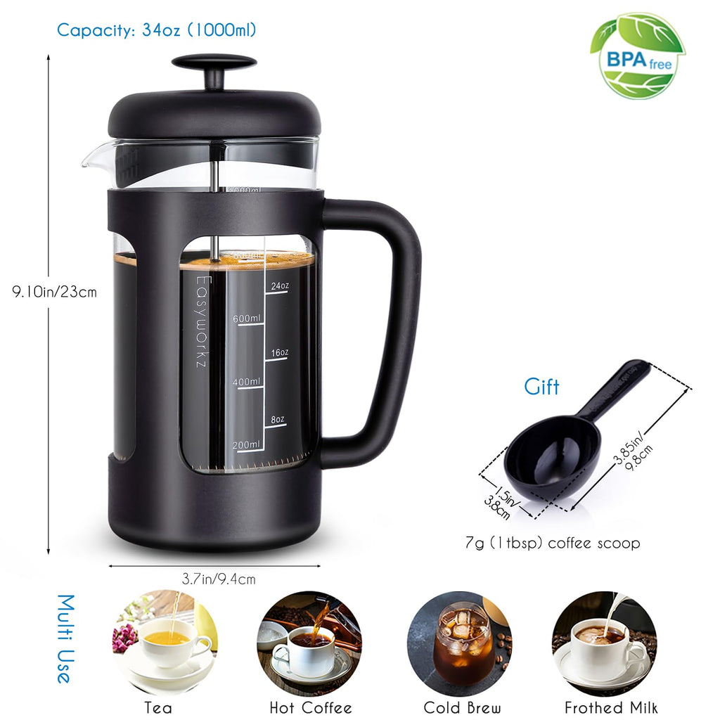 34 oz French Press with Creamer and Sugar Bowl Set E808562