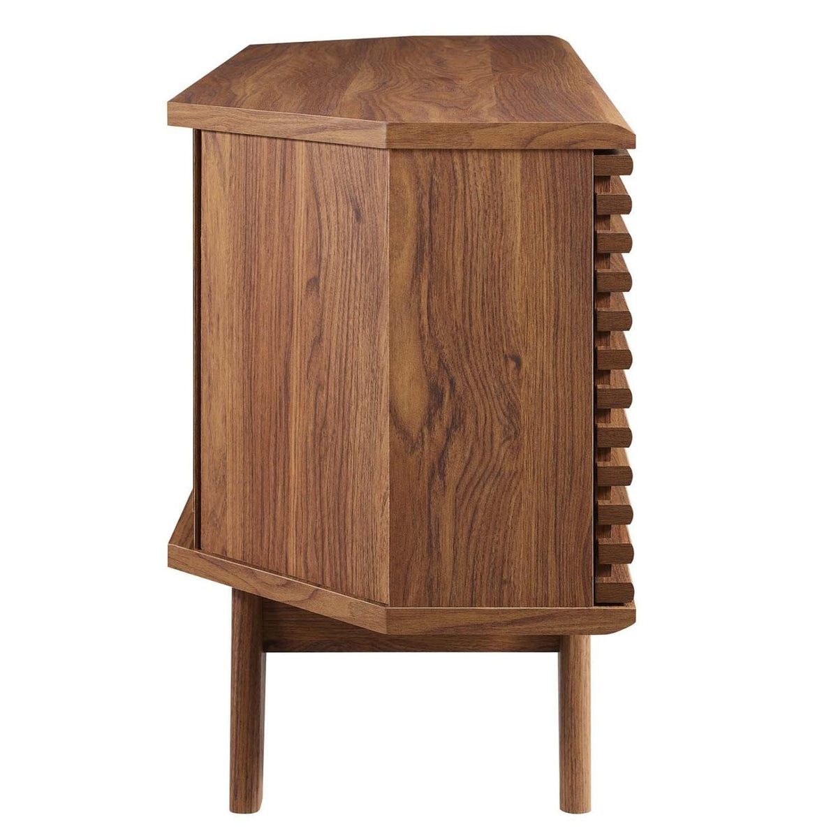 46 in Walnut Corner TV Stand with Sliding Doors Y543