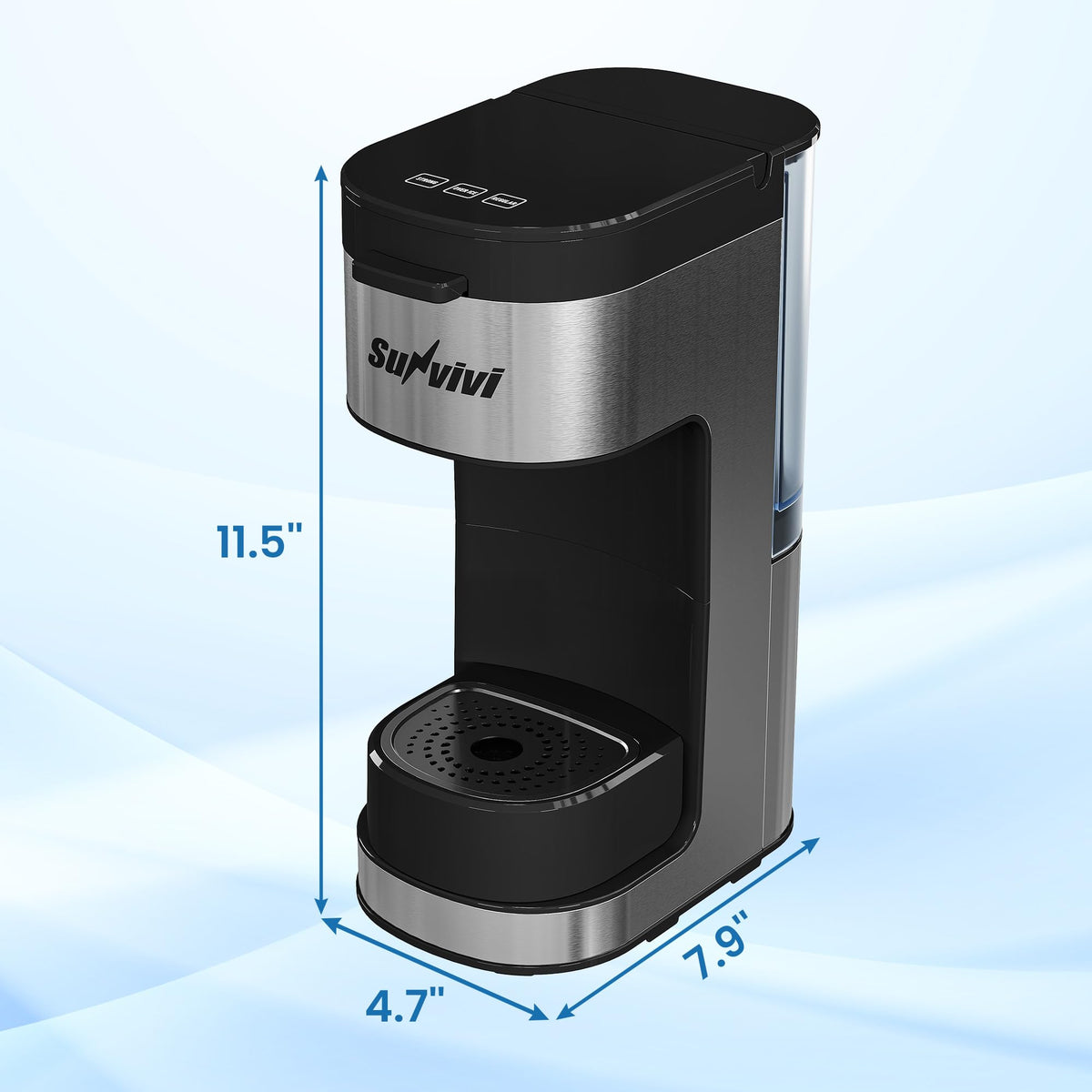 3-in-1 Single Serve Coffee Maker with Removable Water Reservoir, Black S248