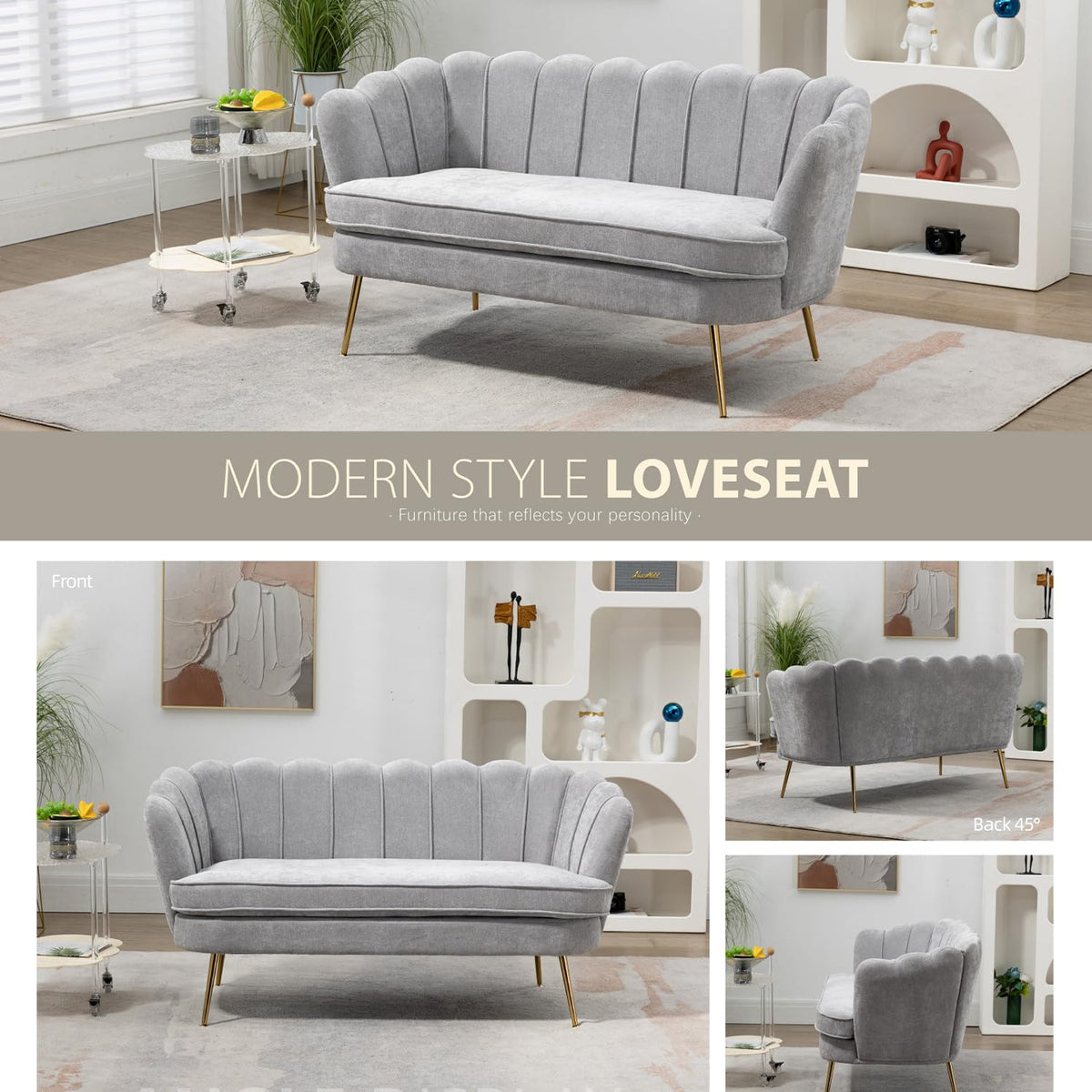 Light Gray Small Loveseat Sofa W115