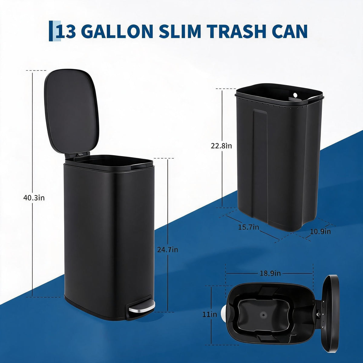 50 Liter Stainless Steel Step Trash Can S83878