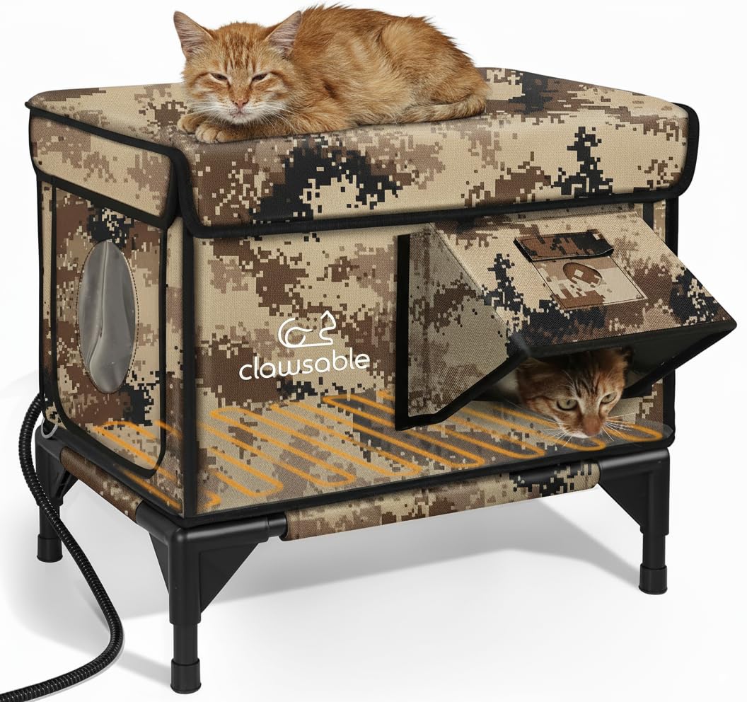 Heated Insulated Outdoor Cat Shelter with Escape Door E572