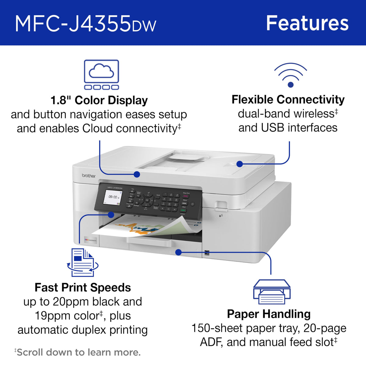 Wireless Color Inkjet All-in-One Printer with Color Display and Manual Feed Slot M632066
