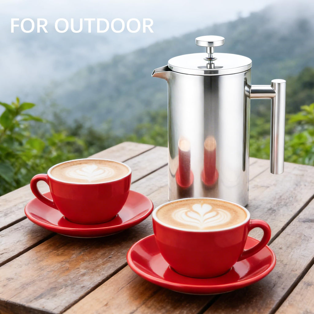 34OZ Stainless Steel French Press Coffee Maker with 2 Extra Filters U8747