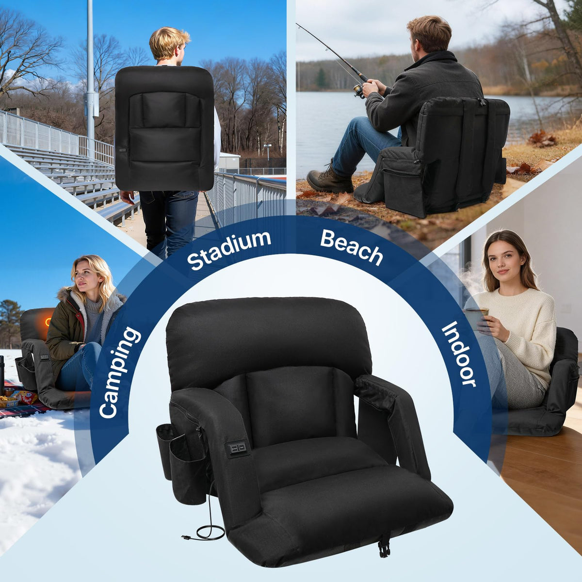 25'' Heated Stadium Seat with Back Support I4751