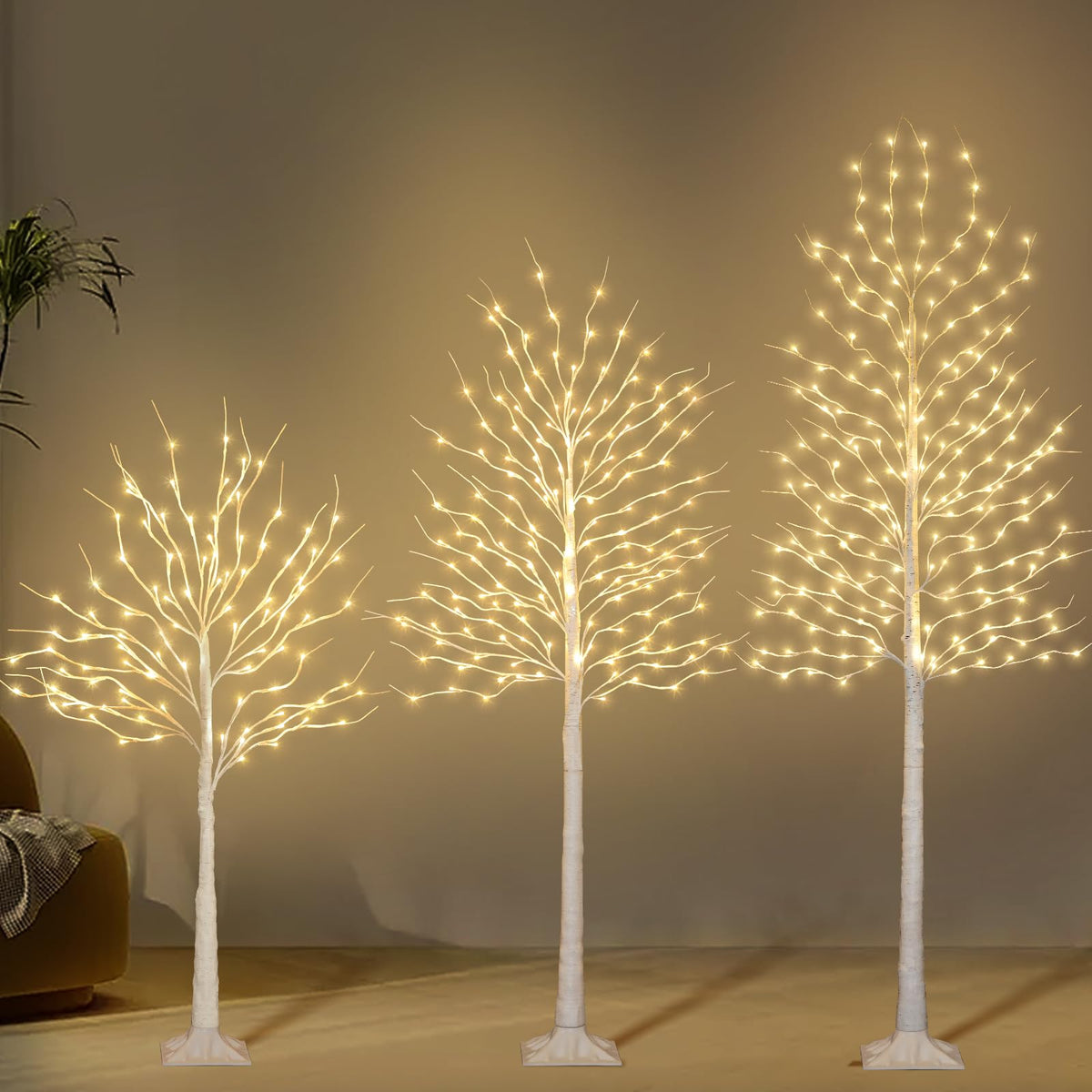 4+6+8FT 3PK Prelit Artificial Christmas Trees with LED Lights O965