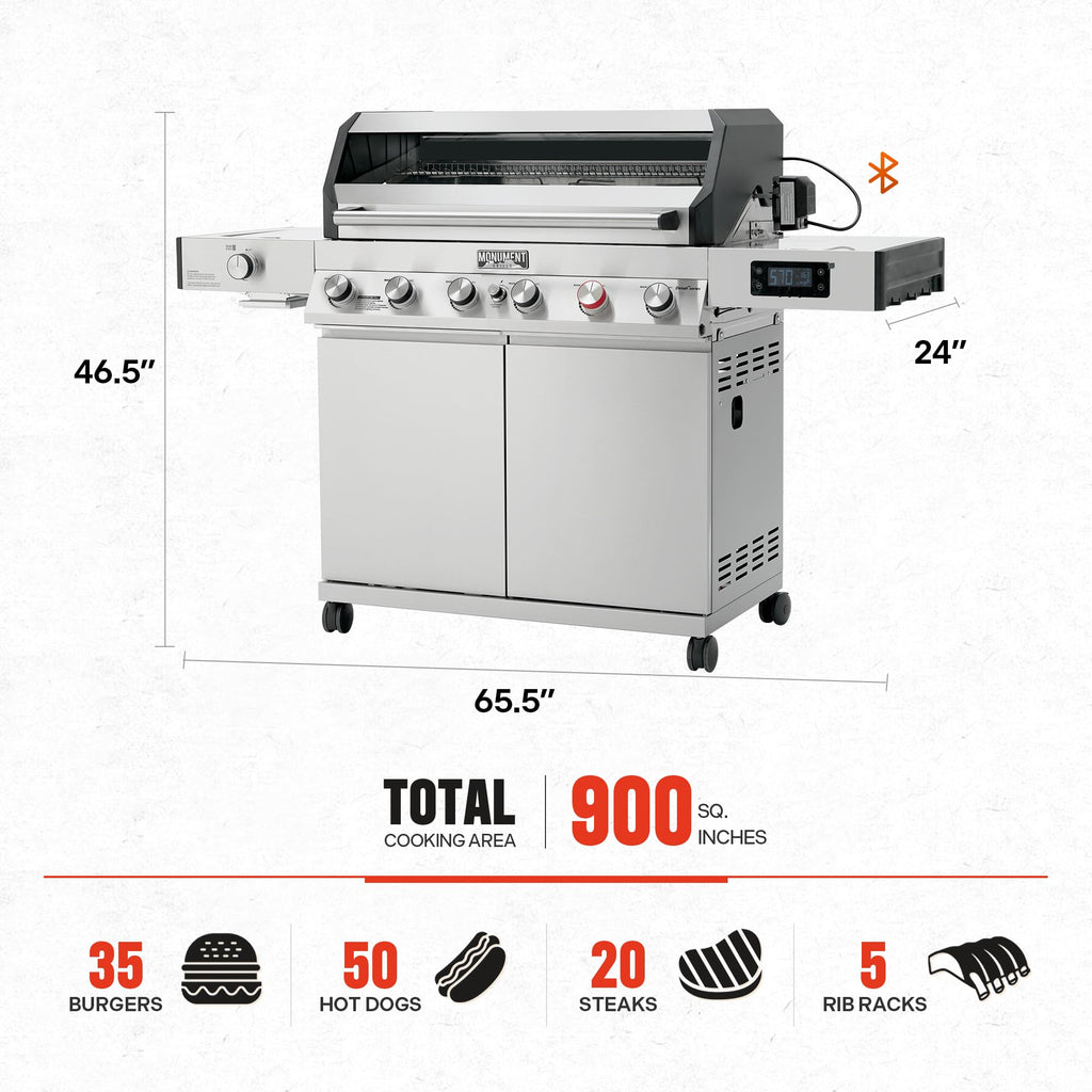 6+1 Burner Propane Gas Grill Stainless Steel 78,000 BTU with Side Sear Burner H6846
