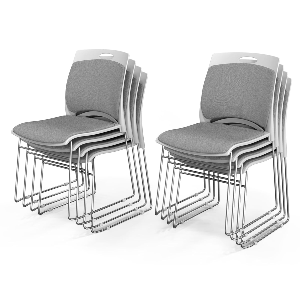 Grey Plastic Mesh Padded Stackable Chairs Set of 8 G57442