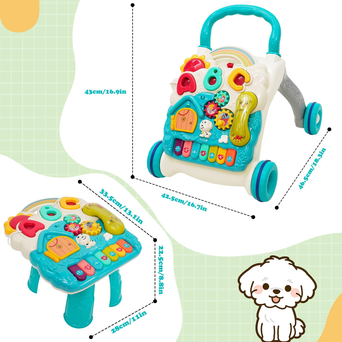 3 in 1 Baby Walker with Sounds Music Play Panel X3397