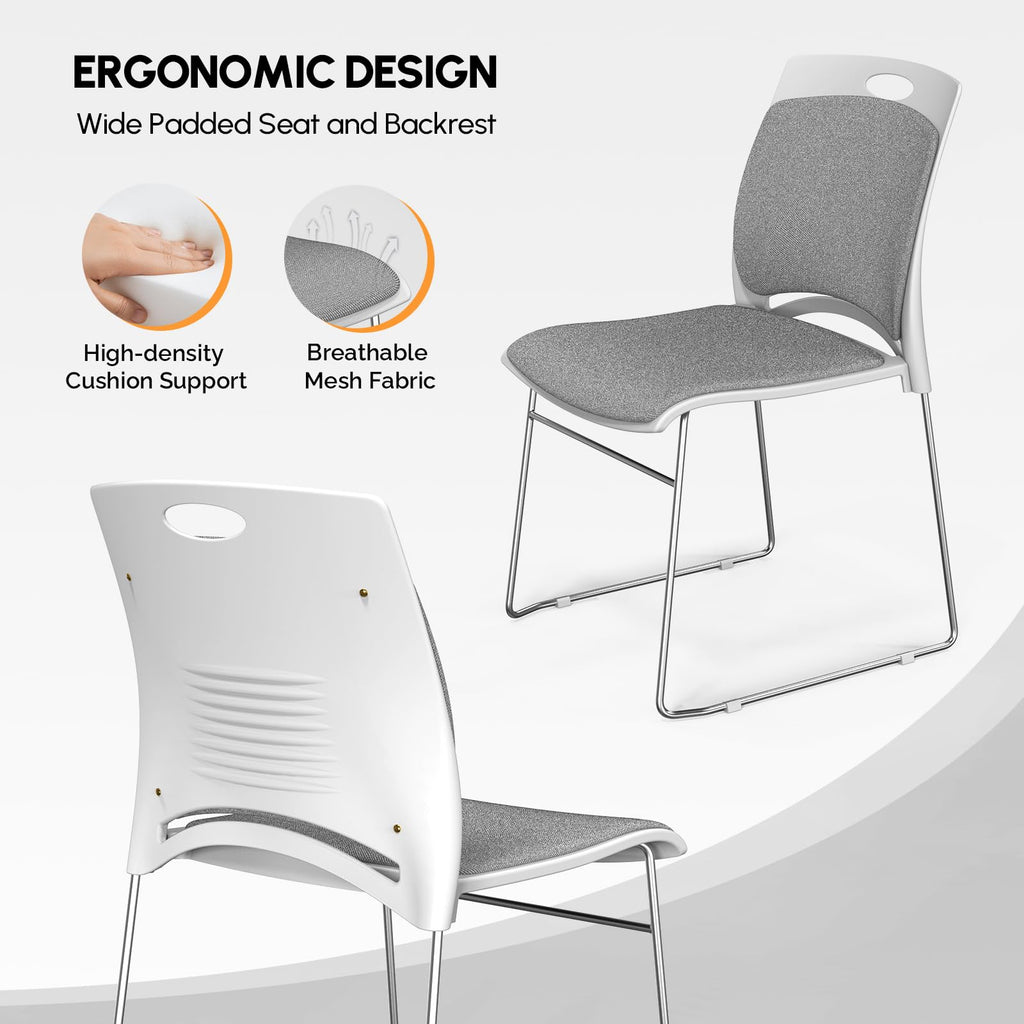 Grey Plastic Mesh Padded Stackable Chairs Set of 8 G57442