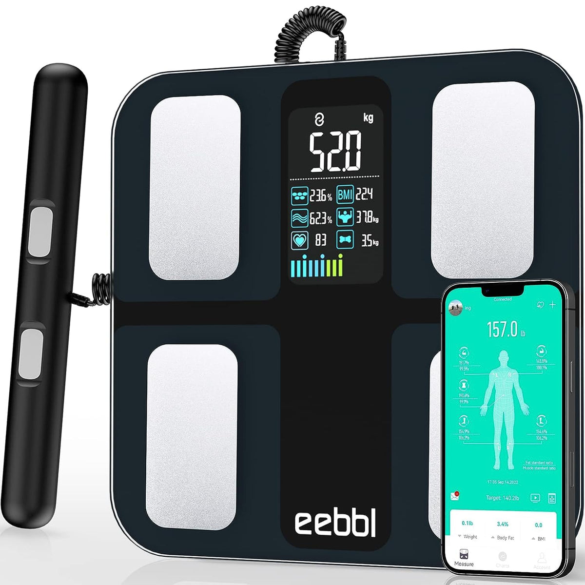 Body Fat Scale with Handheld, Bluetooth Body Composition Monitor 400 lbs D94667