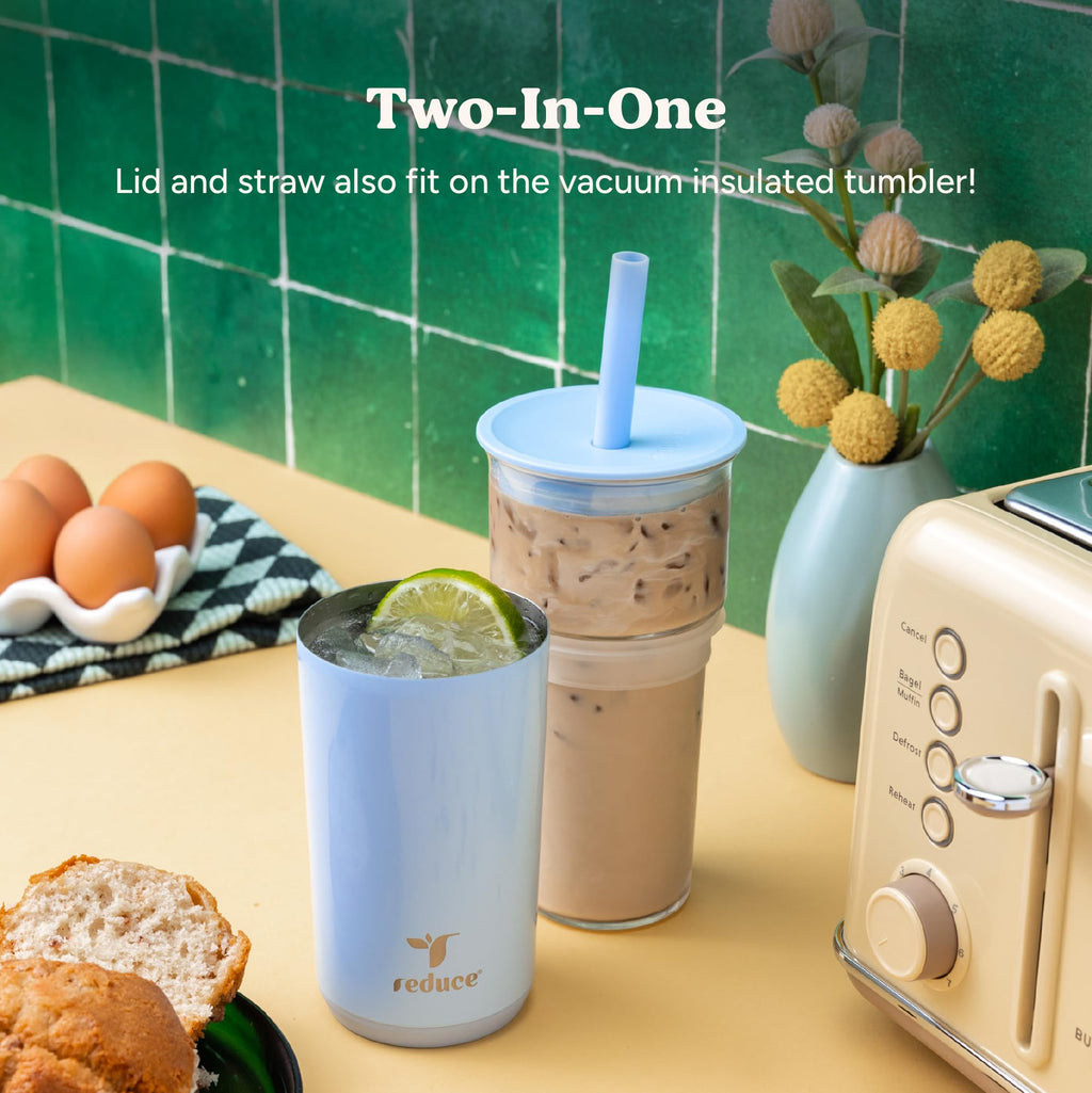 20oz Vacuum Insulated Glass Tumbler with Straw & Lid J250651