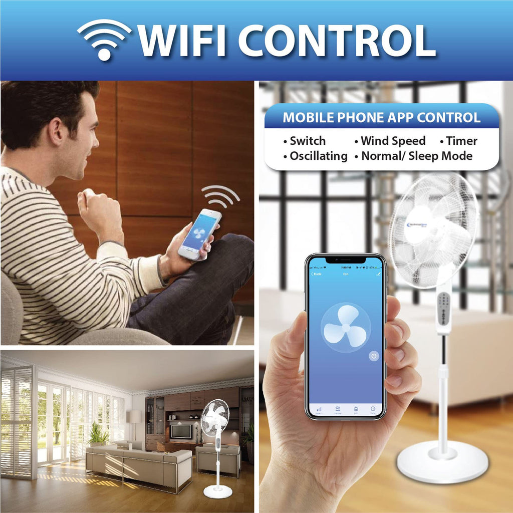 16” WIFI Enabled Oscillating Pedestal Fan G3564