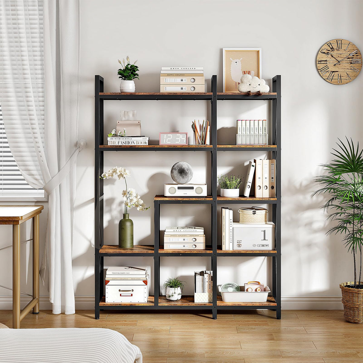 5-Tier L-Shaped Corner Bookshelf with Metal Frame M11844