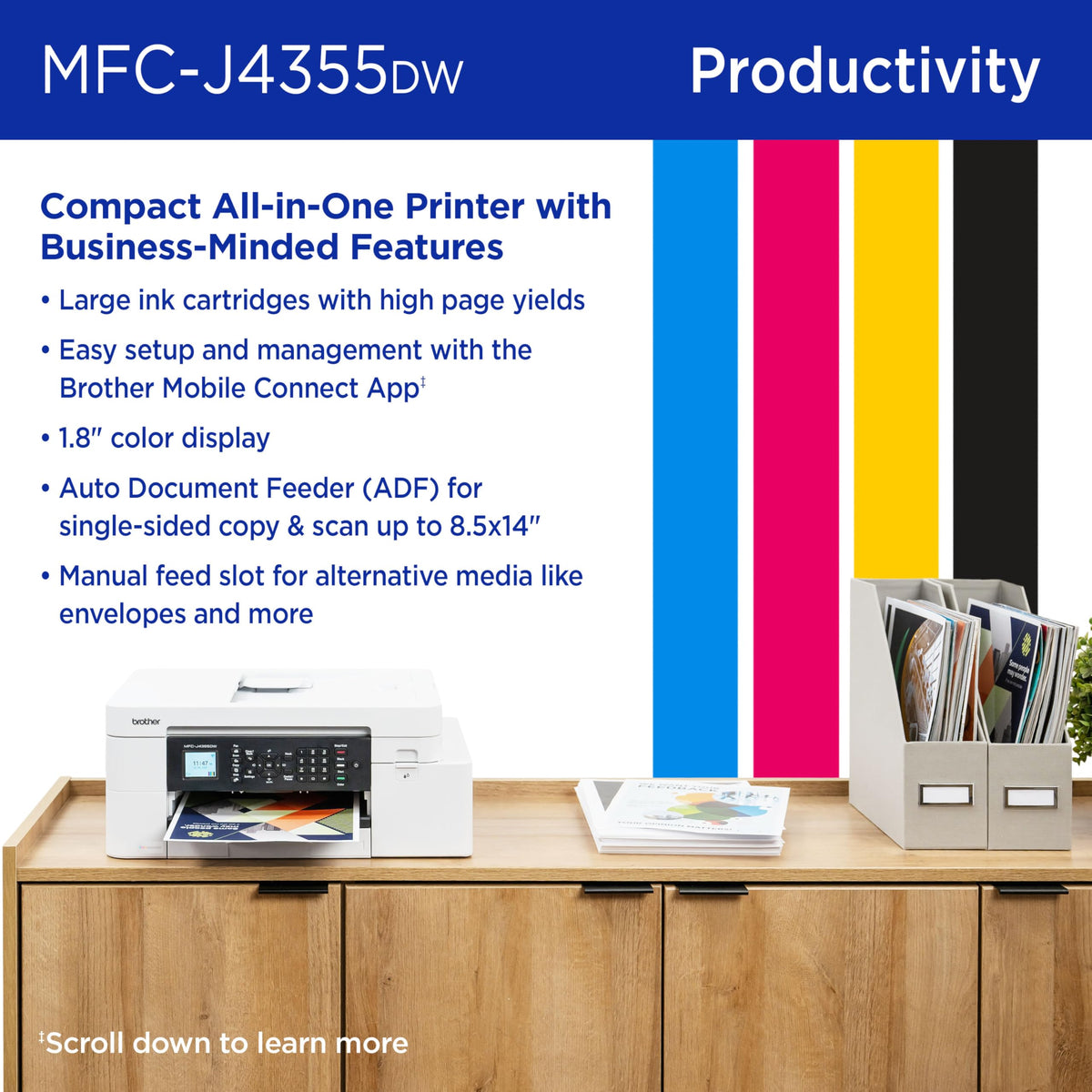 Wireless Color Inkjet All-in-One Printer with Color Display and Manual Feed Slot M632066