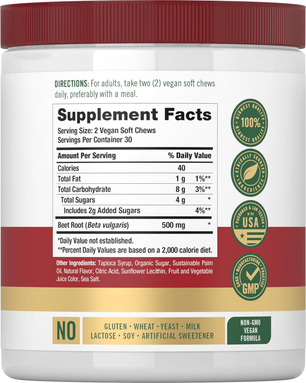 Beet Root Soft Chews 60 Count Mixed Berry Flavor L69679
