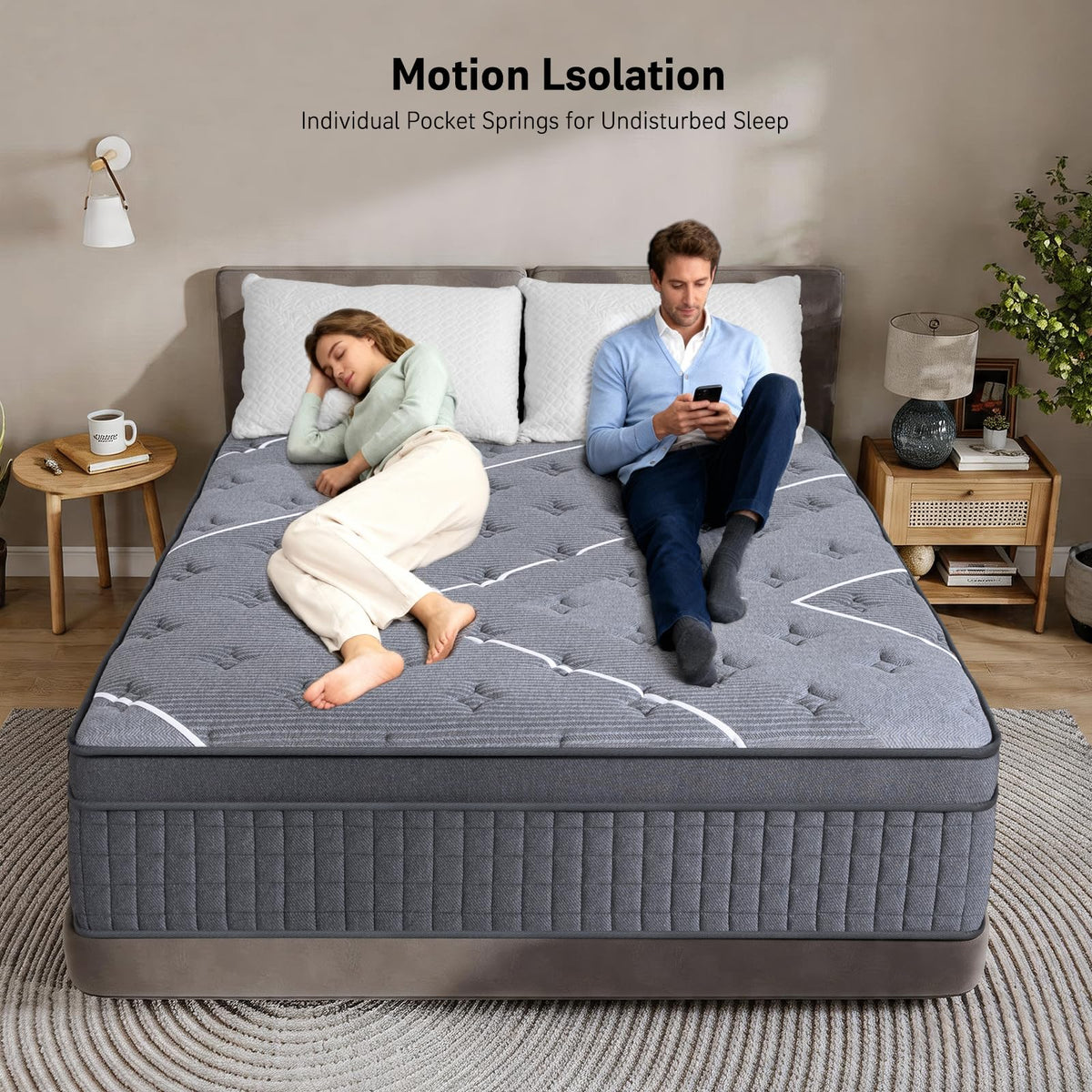 Full Size 12 Inch Gel Memory Foam Pocket Spring Medium Firm Mattress L16515