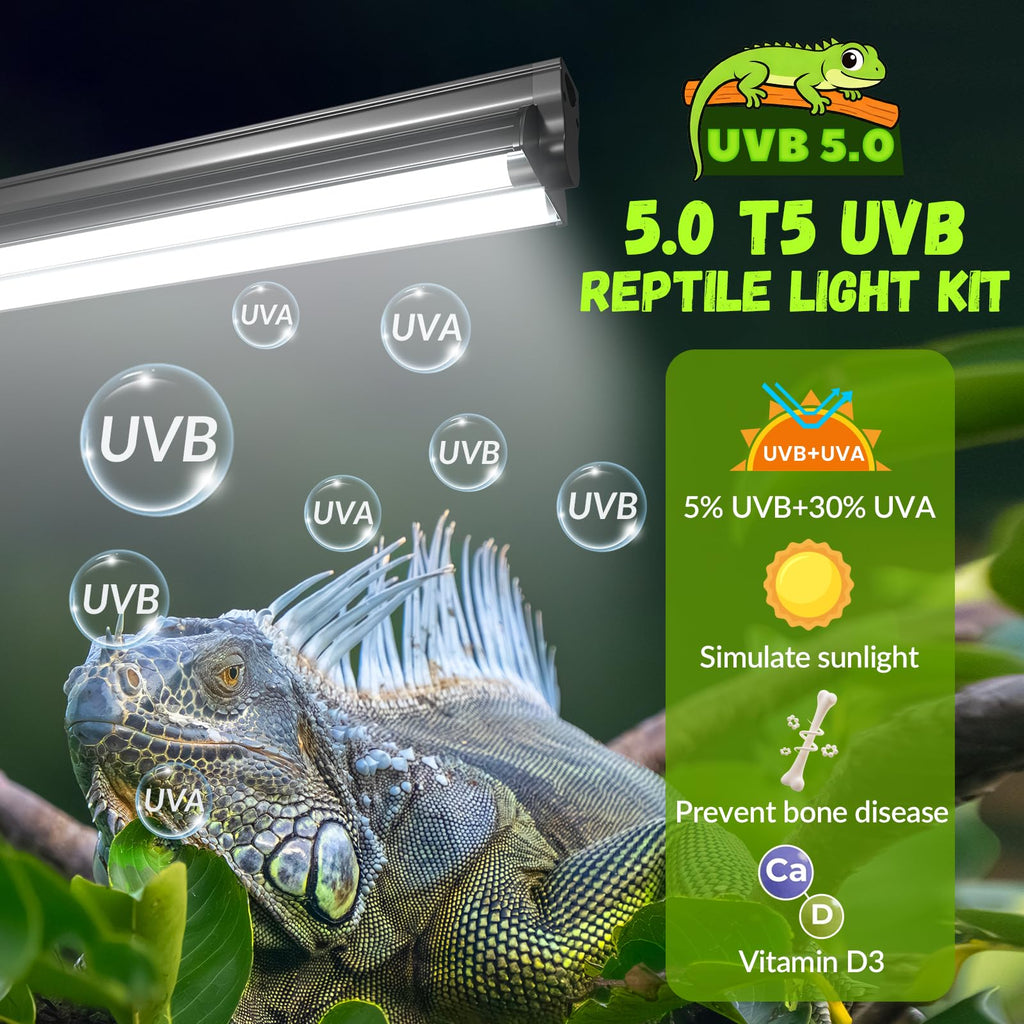 24W T5 5.0 UVB Reptile Light Fixture Combo Kit Y403290