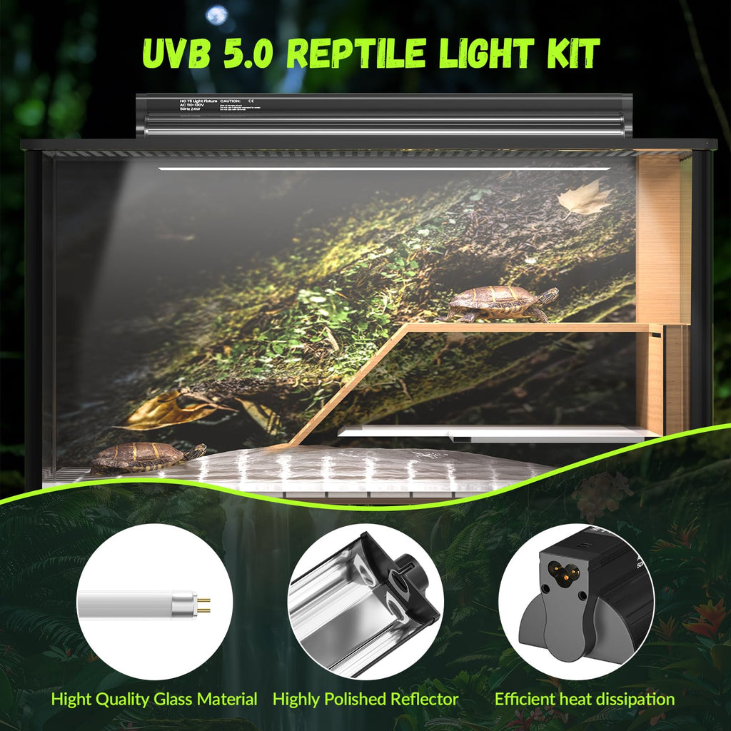 24W T5 5.0 UVB Reptile Light Fixture Combo Kit Y403290