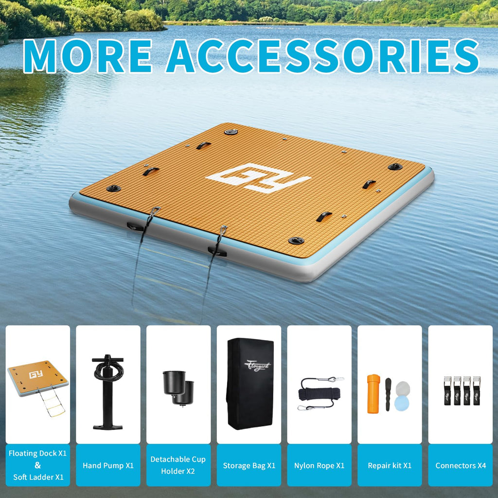 7×7' Inflatable Floating Dock with Soft Ladder W75087