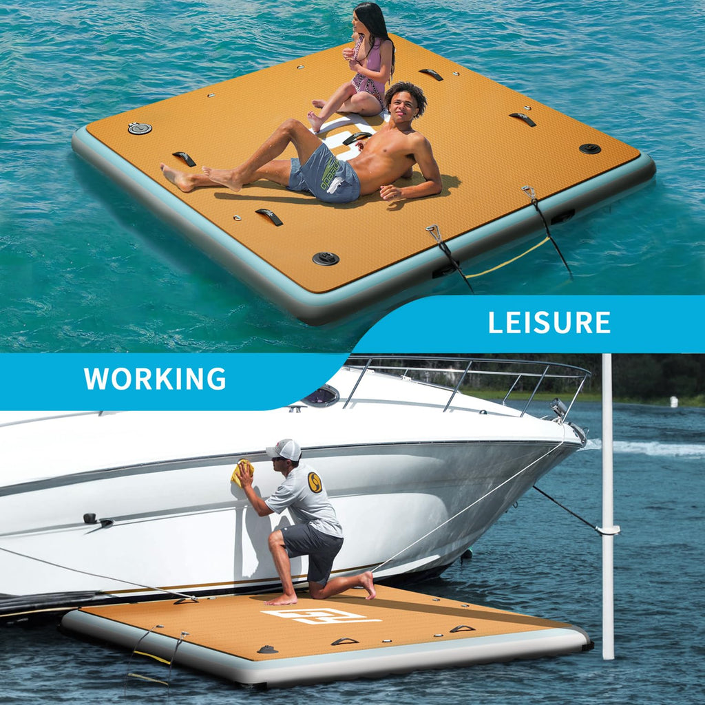 7×7' Inflatable Floating Dock with Soft Ladder W75087